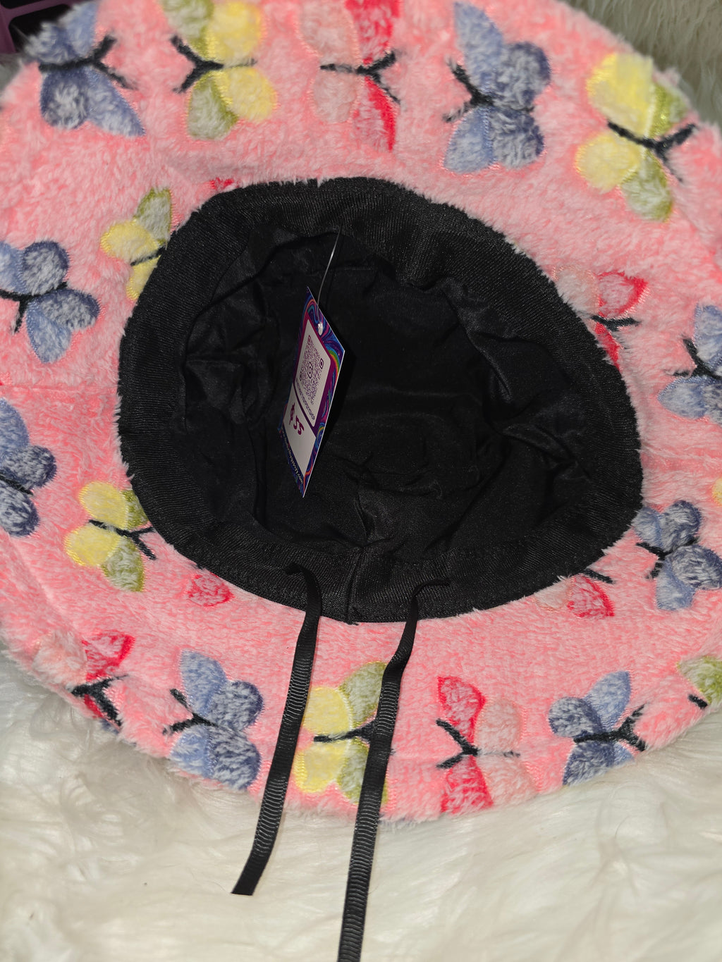The Pink Butterfly Fuzzy Bucket Hat