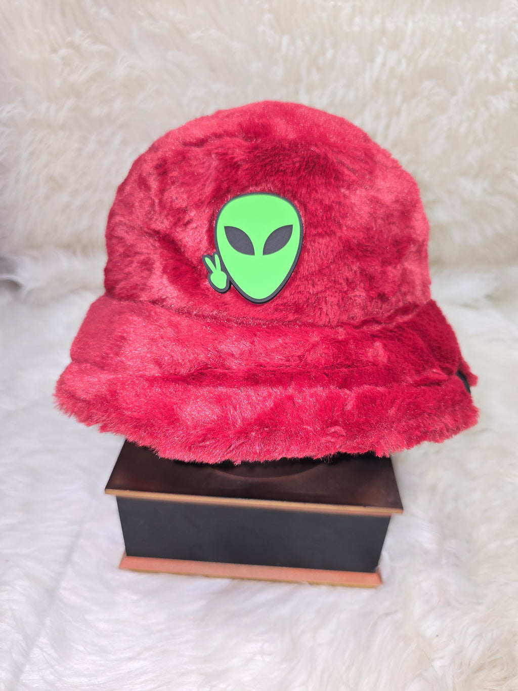 The Deep Red Fuzzy Bucket Hat