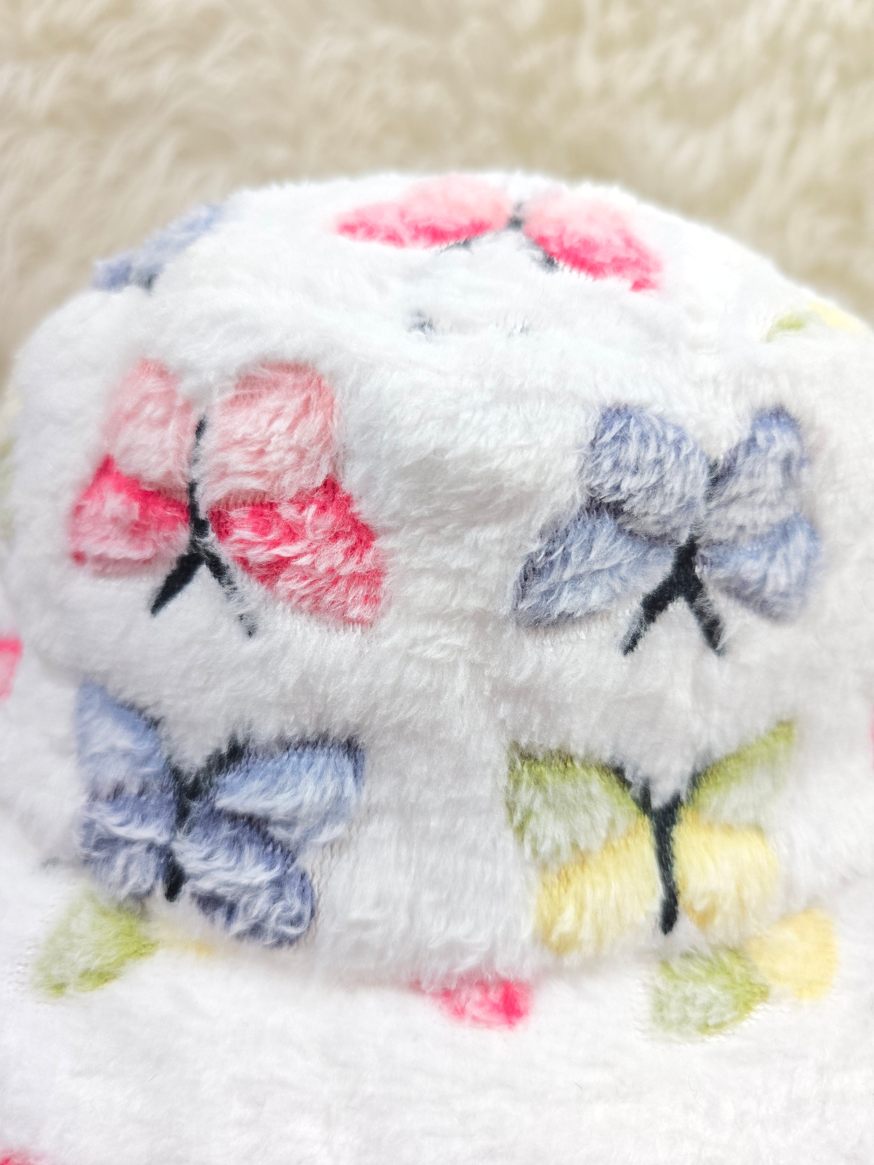 The White Butterfly Fuzzy Bucket Hat