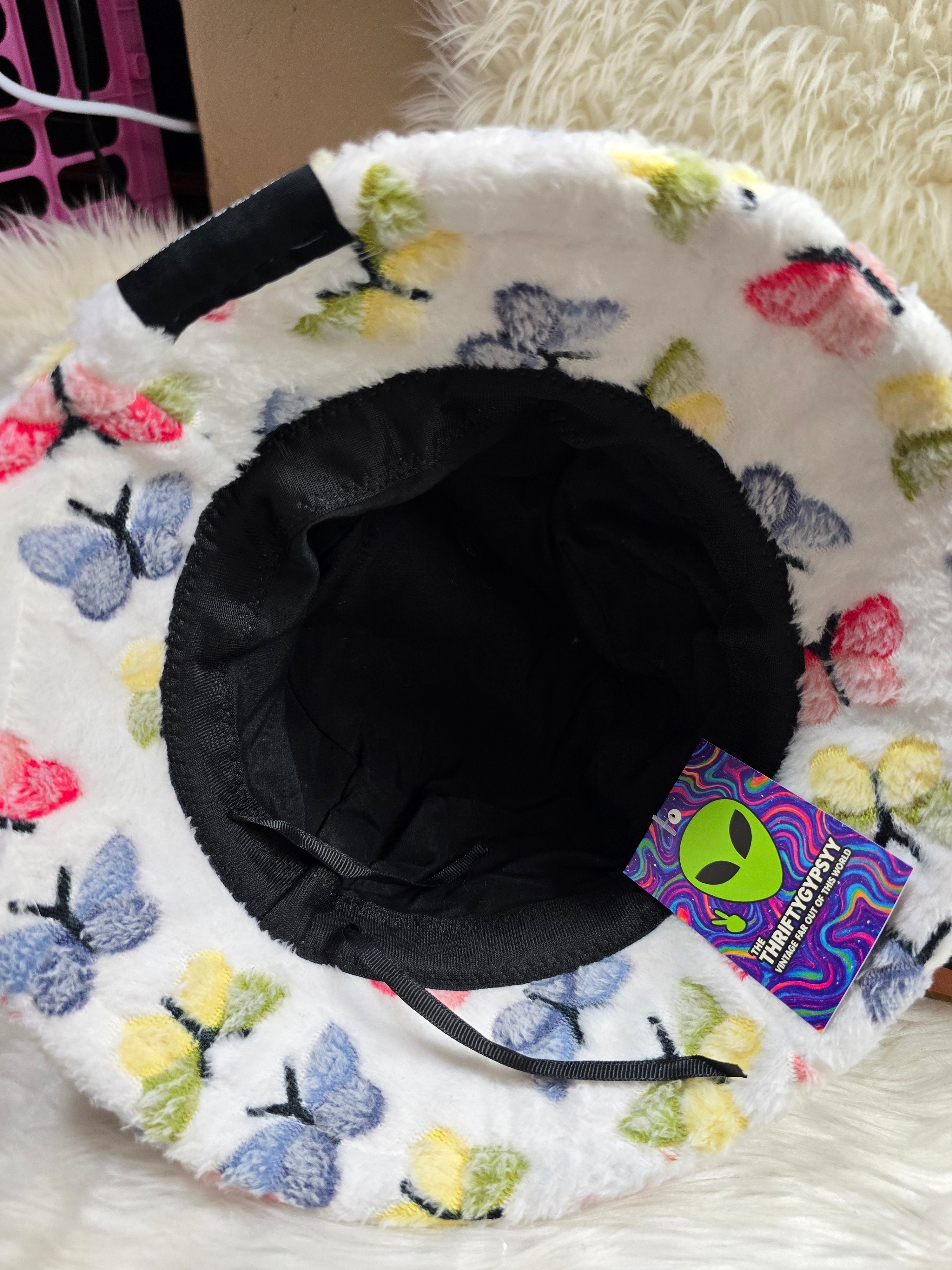 The White Butterfly Fuzzy Bucket Hat