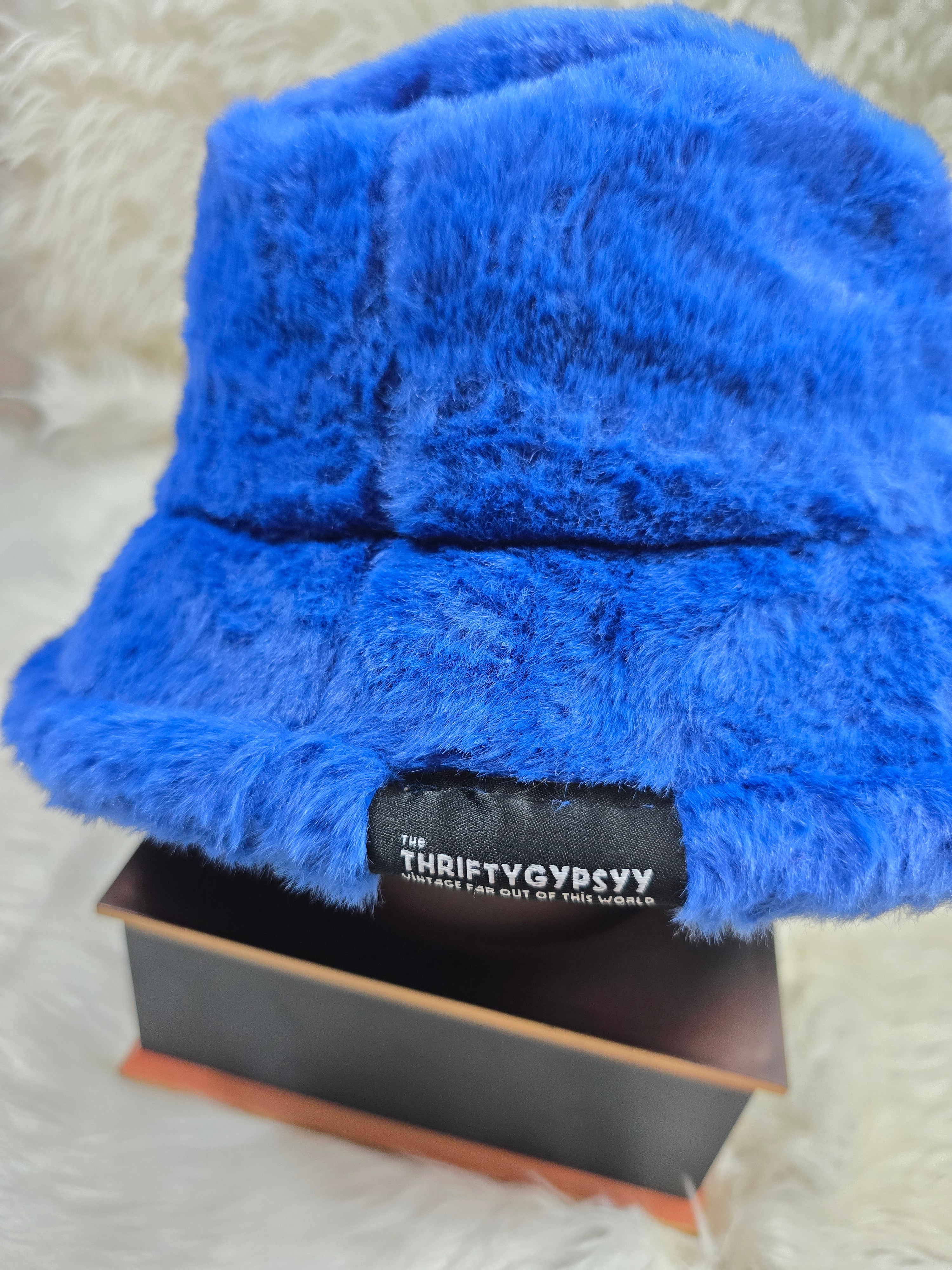 The Deep Blue Fuzzy Bucket Hat