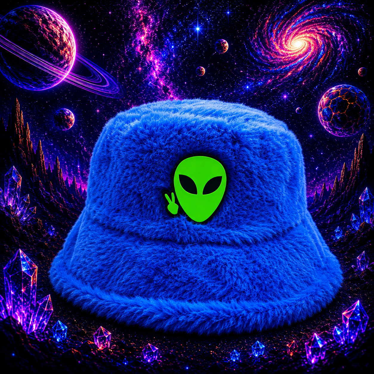 The Deep Blue Fuzzy Bucket Hat