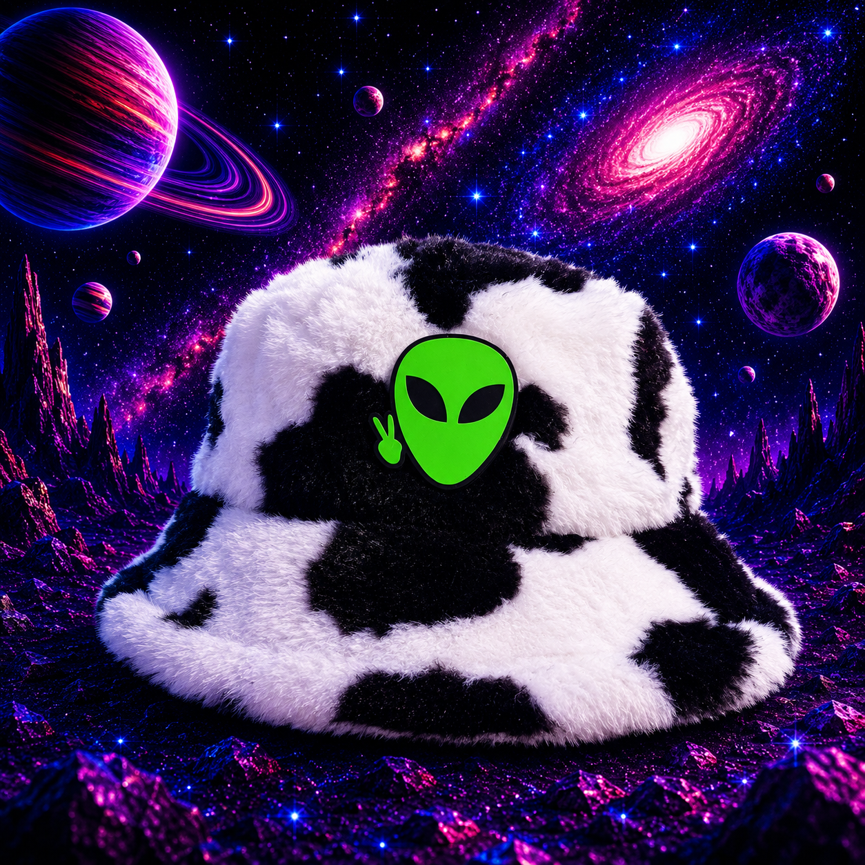 The "OG" Cowprint Fuzzy Bucket Hat